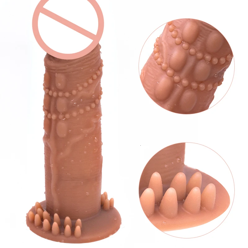 Reusable Thick Condom Silicone Penis Extender Dildo Enlargement Penis Sleeve Condom Delay Ejaculation Sex Toys For Men Gay Adult