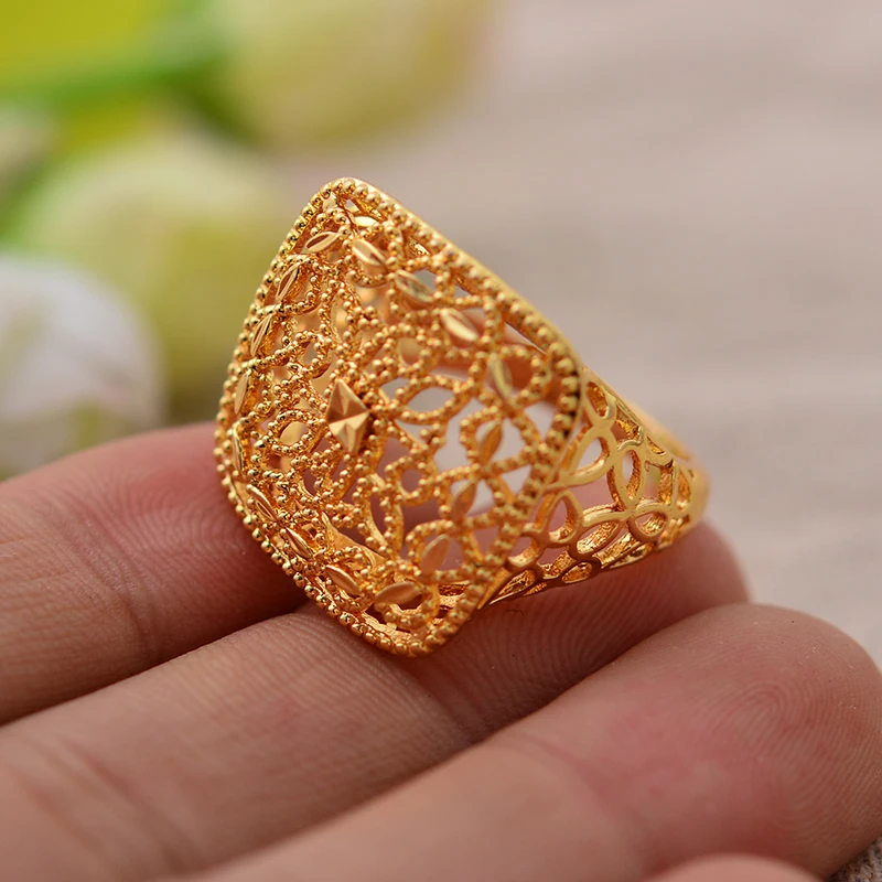 Wando Women Ring Gold Color and Brass Ethiopian Bride Wedding Ring Africa Jewelry/Arab Ring/Nigeria/Middle East