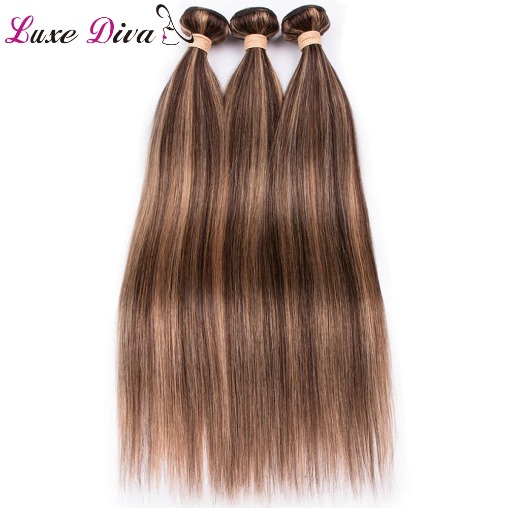 Mèches brésiliennes naturelles Remy lisses pré-colorées – highlight, brun ombré P4 27, Extensions de cheveux humains, vente en gros, usine