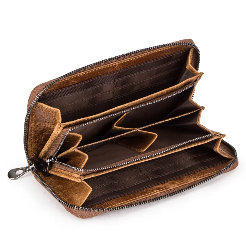 New And Cowhide Handbags Men's Luxury Designer Louis Wallet Long Section High Quality Zipper Bag Purse Genuine Leather Purses