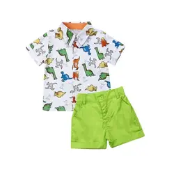 Toddler Baby Boy Clothes Summer Set Multi Dinosaur Print Shirt Tops Short Pants Casual Clothes 2Pcs Outfits