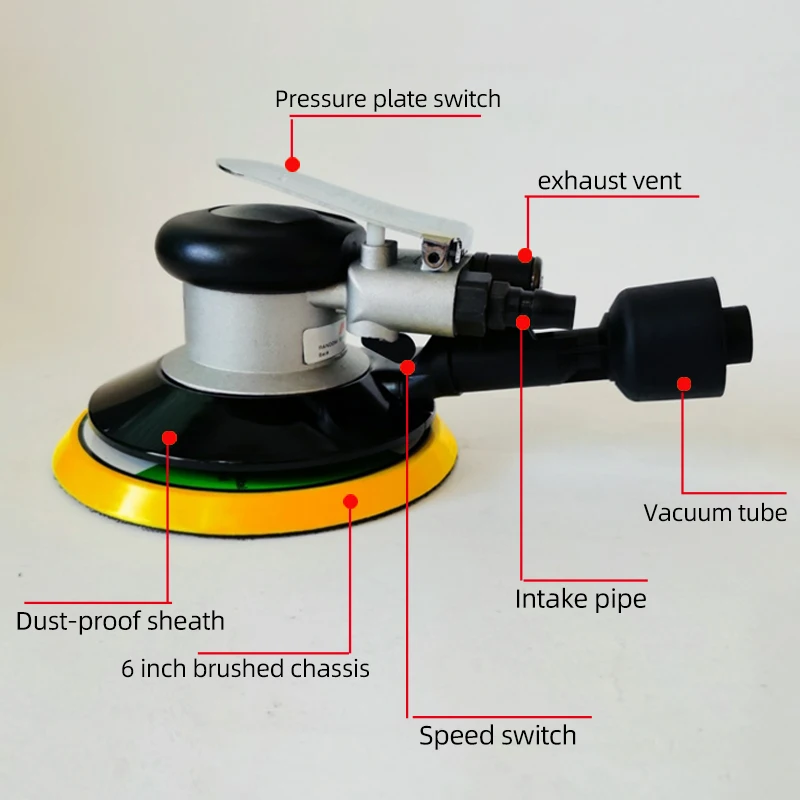 Prima 6 Inch Pneumatic Grinder Car Waxing And Polishing Machine Air Grinder  Dry Grinder  150mm Sandpaper Grinder