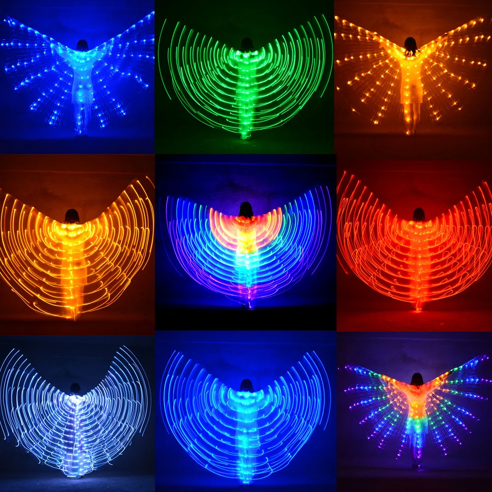 Adult Belly Dance Accessories Child Led Wings with Adjustable Sticks Stage Performance Props Shining Led Lamp Wings Belly Dance