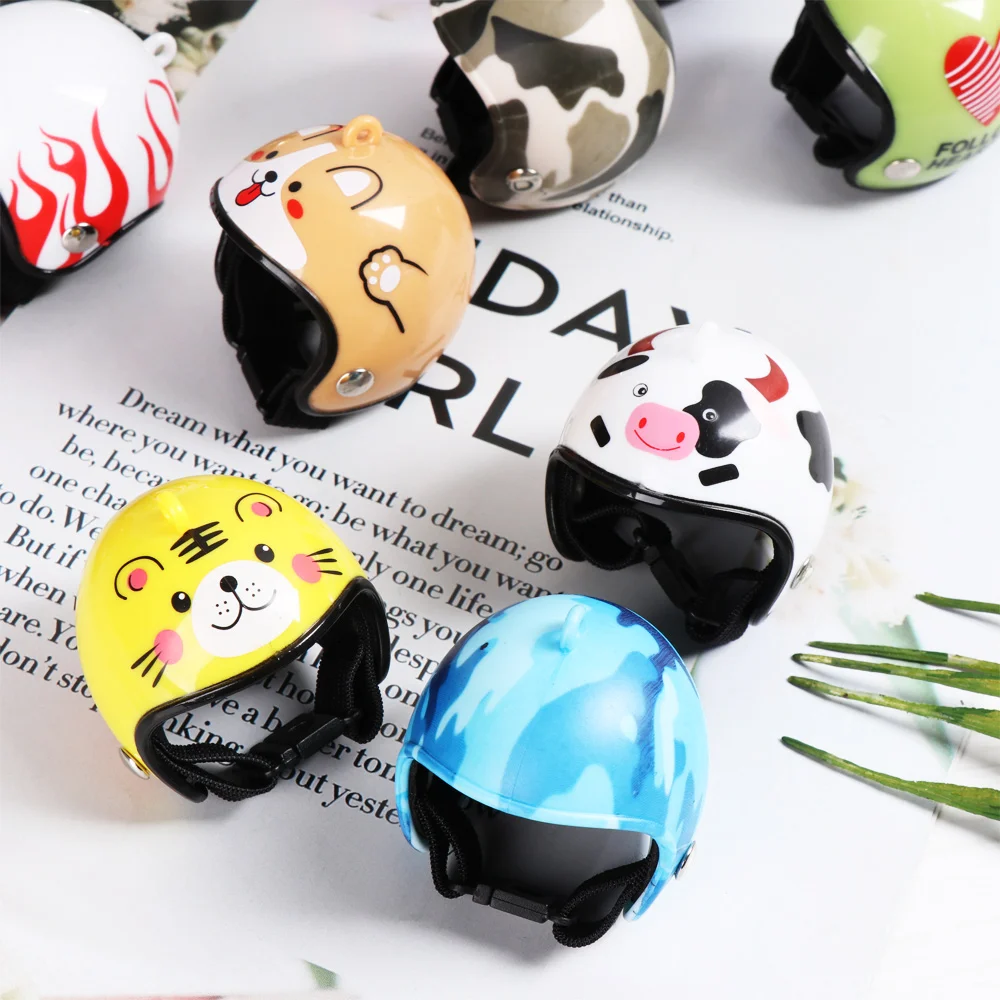 15mm miniature motorcycle helmet 1PC Mini Helmet Cute Miniature Doll Helmet Model Toy Sun Rain Protection  Hats for Doll House Accessories Pet Helmet