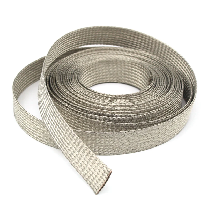 8mm/16mm Hifi audio Shielding Sheathing Auto Wire Harnessing flat Tinned Copper Braid Sleeve Screening Tubular Cable DIY