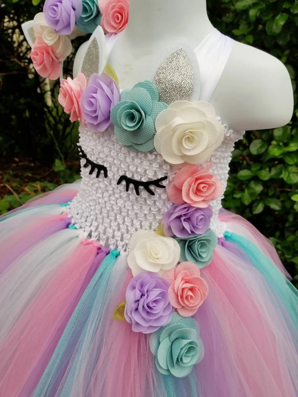 open lace back dress Unicorn Birthday Party Dress, Pink/Blue,3T to 8t. Blue / 8T main image 0