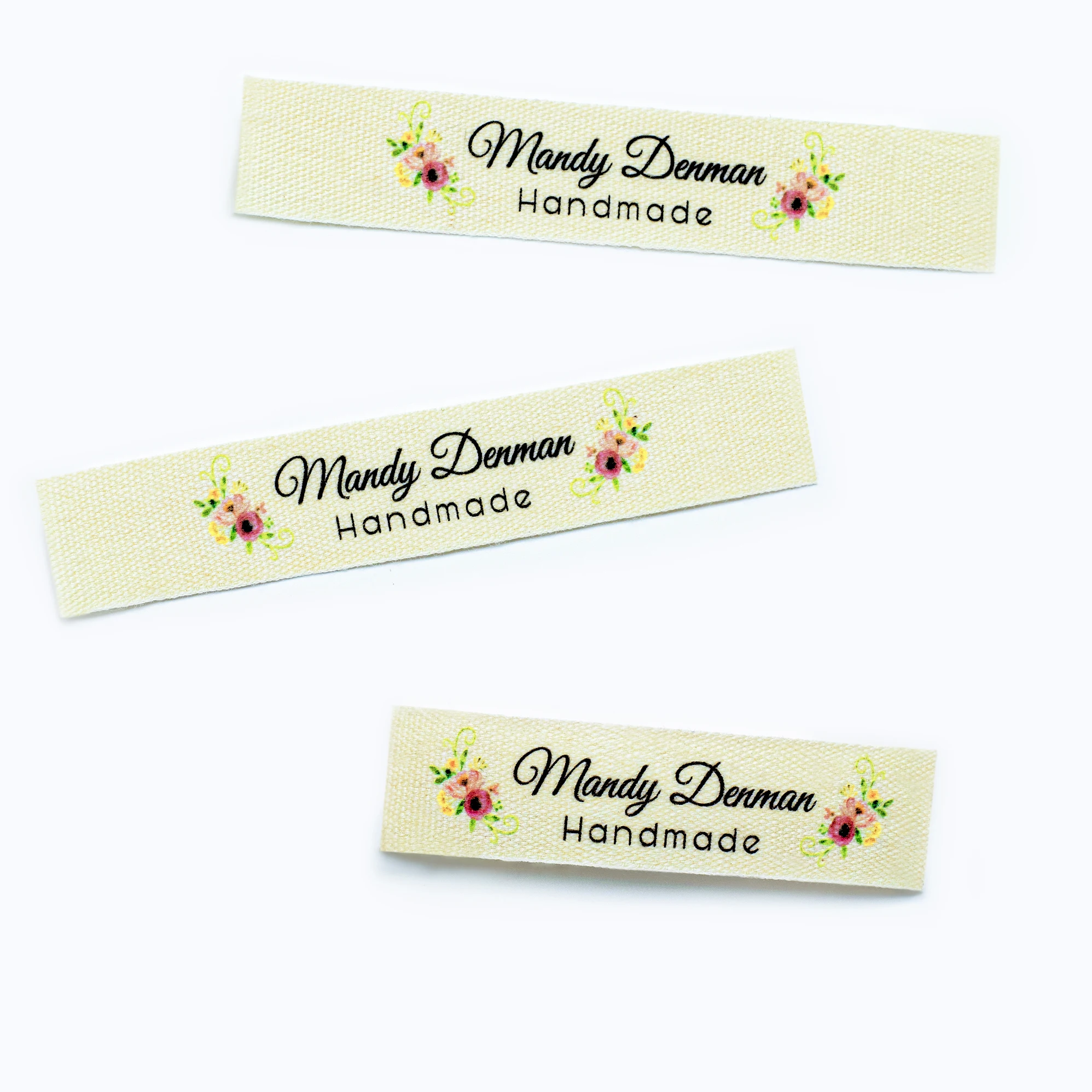 Custom Clothing Labels - Personalized Brand , Organic Cotton Ribbon Labels ,  Logo or Text, Sewing Labels  (FR012)