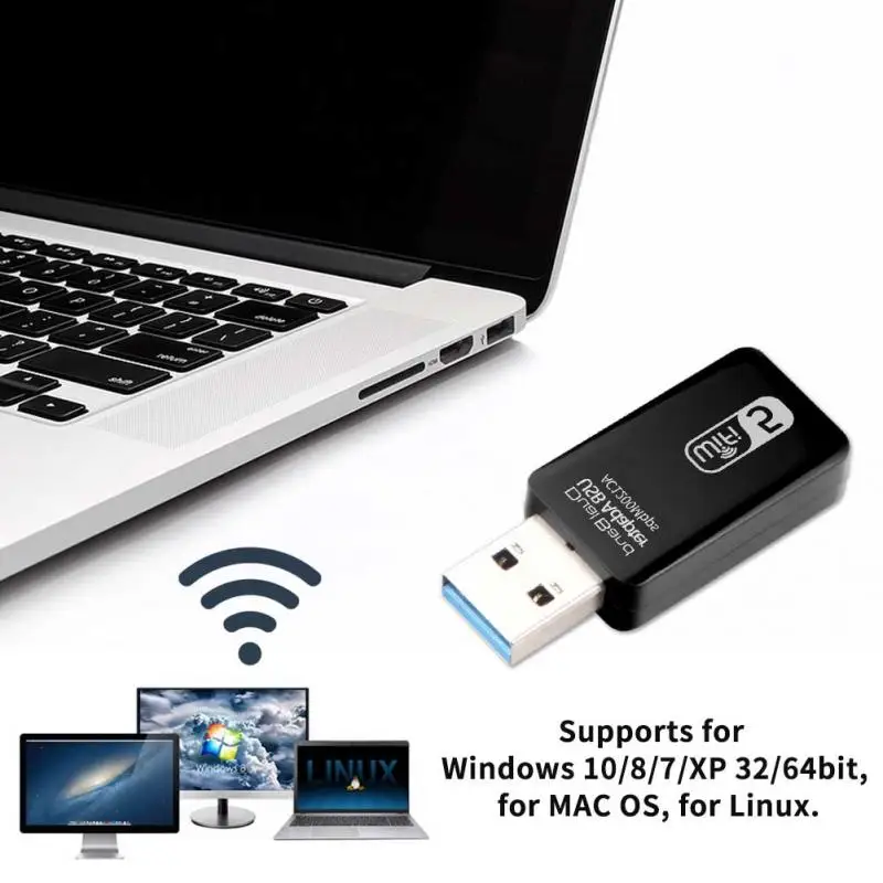 1200M Wireless Network Card 2.4G/5.8G Dual Frequency Wireless Network Card USB3.0 Free Drive Wifi Receiving Transmitter