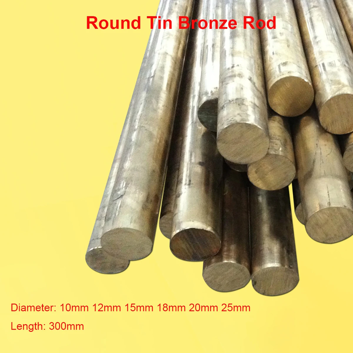 Diameter 10/12/15/18/20/25mm Solid Metal Bronze Round Bar Tin Bronze Rod Tin Copper Alloy Raw Material Length 300mm