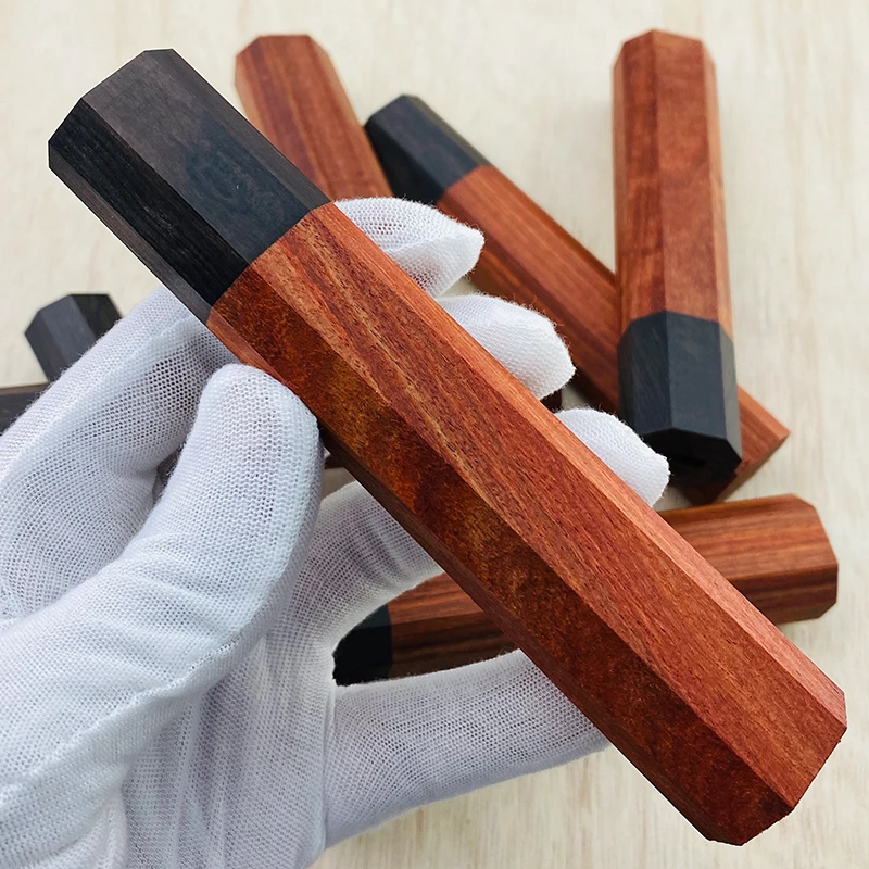 1piece Red Sandalwood + Ebony Octagonal Knife Handle for DIY Semi-finished Damascus Knife Handle Material Kitchen Knife Handle