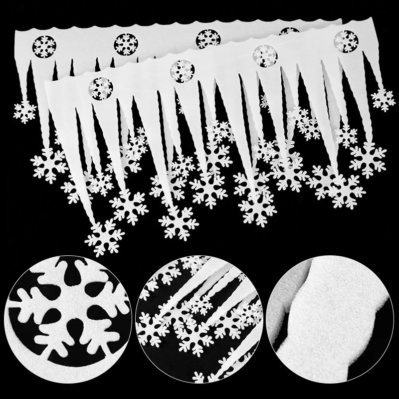 2pcs/set Christmas Decoration White Foam Snowfalke Icicle Window Decor Ornaments For Home 2021 Xmas Noel Navidad New Year 2022