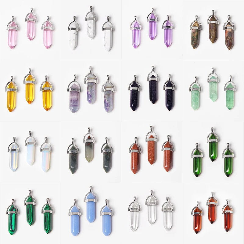 5 pz/set pendenti a colonna a pendolo esagonale ciondoli da meditazione in pietra naturale per realizzare orecchini collana accessori per gioielli