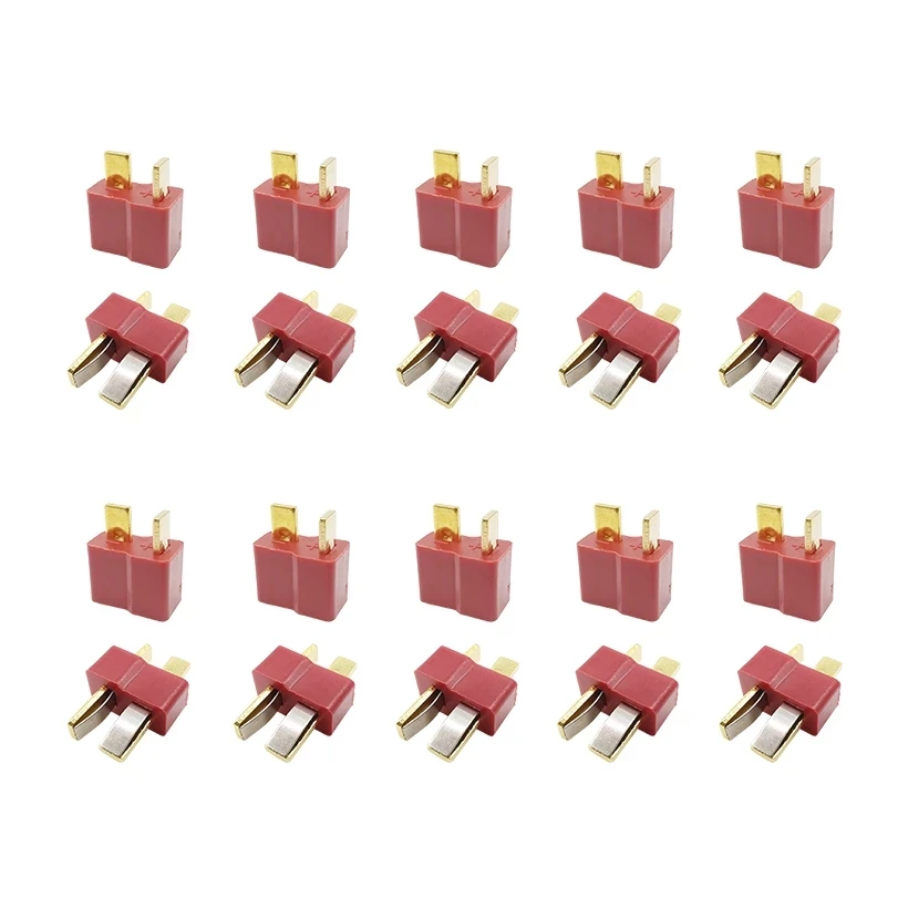 10/5Pairs Red T Plug Connector Kits T Type Male Plugs & Female Jack Deans Connectors for RC LiPo Battery Helicopter