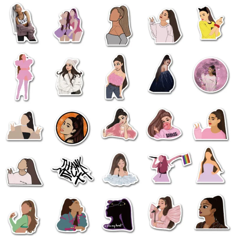 10/30/50pcs American Singer Ariana Grande Graffiti Stickers Crazy Fans Waterproof Skateboard Travel Suitcase Phone Laptop