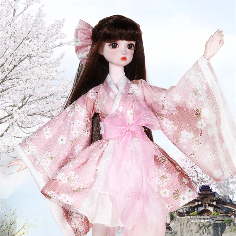 DBS Outfits For 1/3 BJD White Lace Dress Socks Pink Kimono Purple Skirt Clothes Anime Girls For SD DBS 62cm Doll