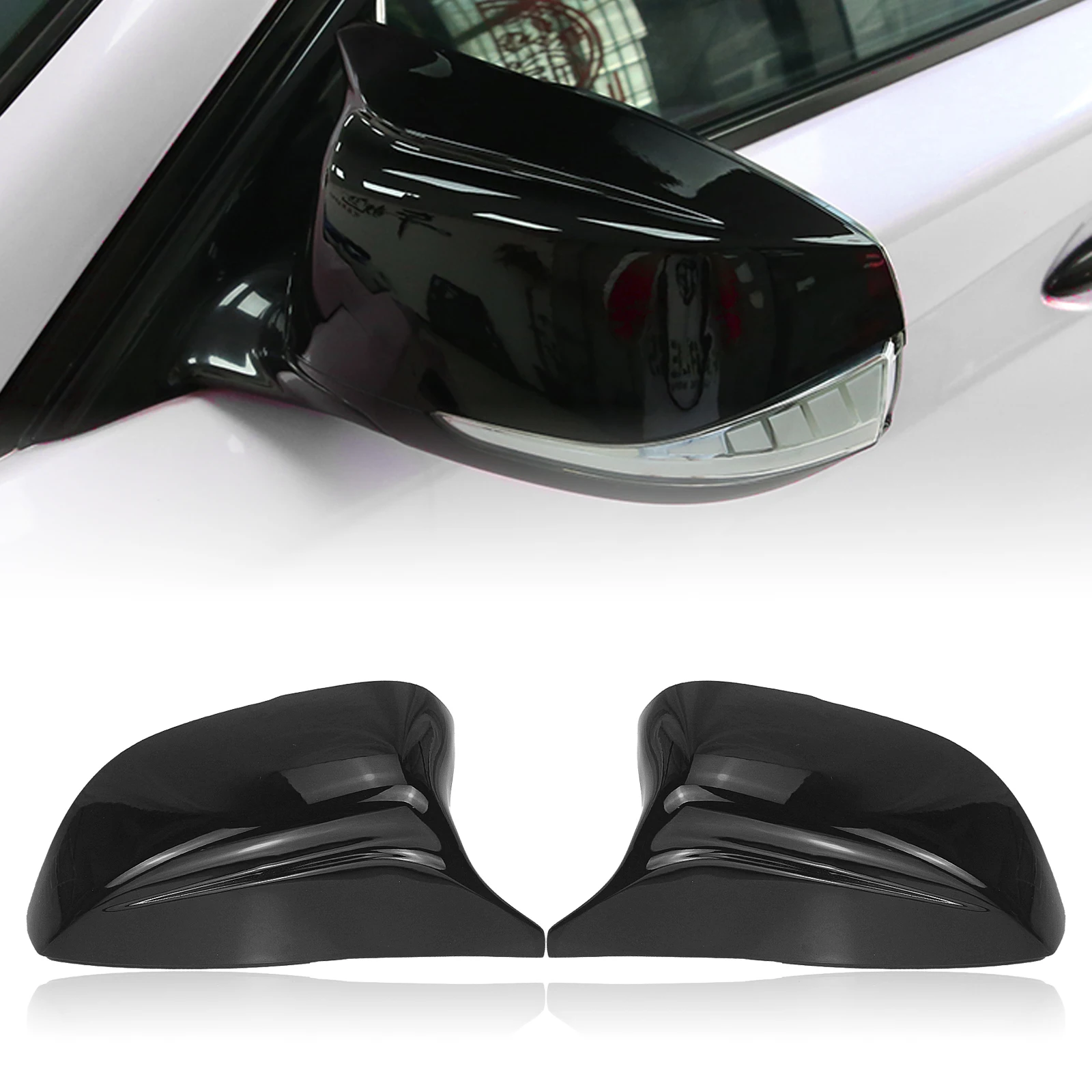 

Mirror Cover For Infiniti Q50 Q50S Q60 QX30 Q70 2014-2023 Glossy Black Replacement Car Exterior Side Rear View Cap Reverse Shell