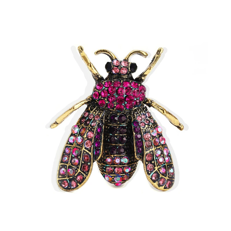 Blue Bee Metal Brooch Insect Rhinestone Brooches For Women Pins Scarf Clip Jewelry Broach Bouquet