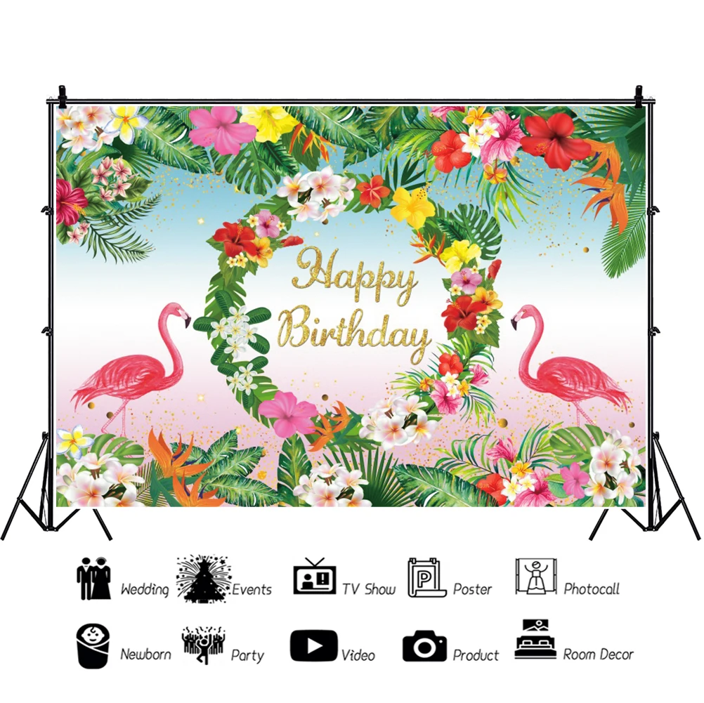 Yeele 여름 열대 생일 파티 사진 배경 플라밍고 꽃 Photocall 배경 사진 아기 사진 스튜디오