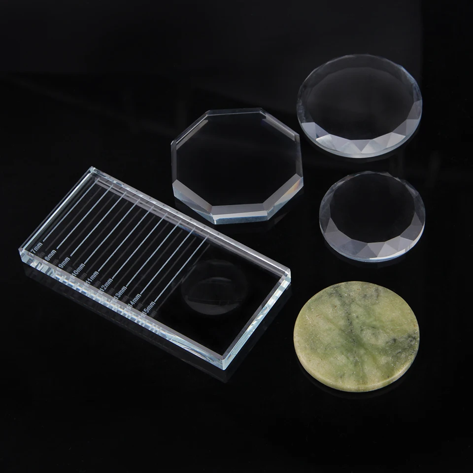 Eyelash Extension Glue Jade Stone Glass Holder Fake Eye Lashes Adhensive Thick Stand Round Pad Crystal Pallet Cilio Makeup Tool