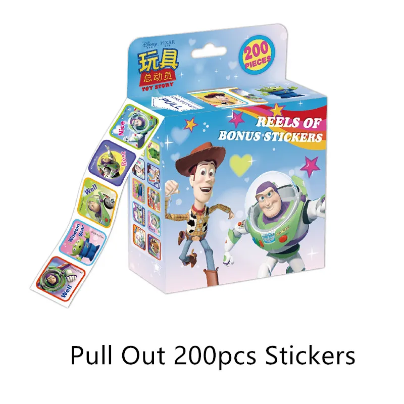 200 Sheets/Box Disney Cartoon Stickers Toy Story StIckers Anime Cute Kawai Baby Girl Boy Toy