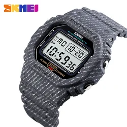 Square Denim Stripes Digital Watch SKMEI 1471 Brand Sport Watch Waterproof 50m Electronic LED Male Wrist Watch Alarm Clock