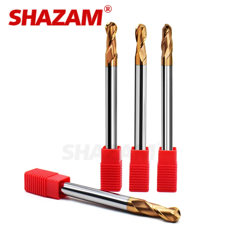 Cortador de Moagem Liga de Revestimento de Aço de Tungstênio Ferramenta 100l Hrc55 Alongamento Bola Nariz Endmills Shazamtop Fresagem Cortador Endmill