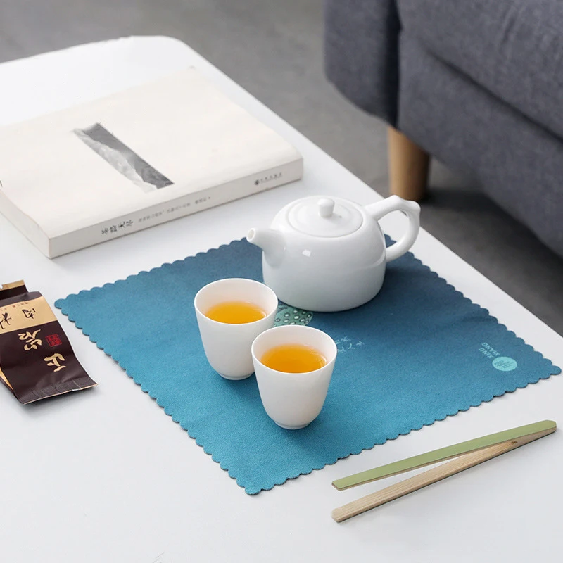 Chinese Style Tea Towel Cloth Absorbent Rag Tea Towel Fabric Home Cleaning Tool Household Thickened Table Cleaning Cloth Cotton