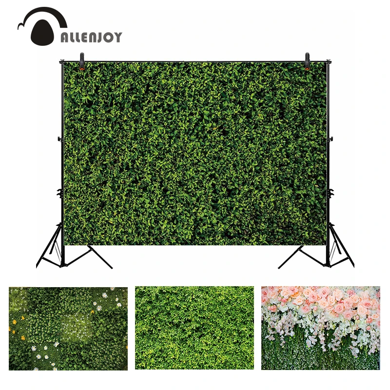 

Allenjoy Wedding Backdrop Spring Flower Grass Leaves Nature Baby Shower Newborn Background Party Photocall Photobooth Vinyl