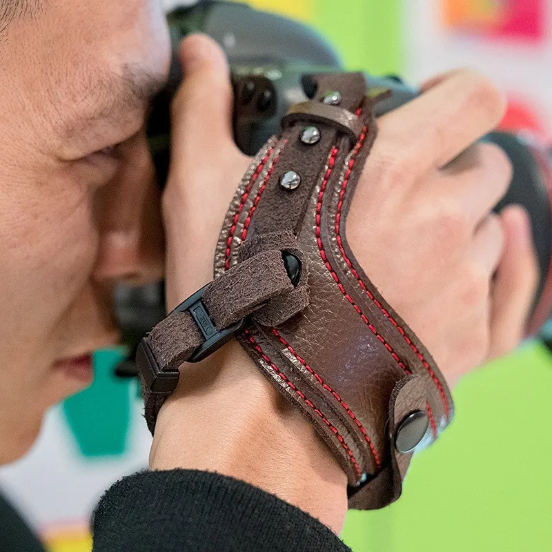 LXH aparat skórzany pasek na nadgarstek DSLR przenośny wodoodporny uchwyt na pasek na rękę odporny na wstrząsy pasek do Canon Nikon Sony Leica