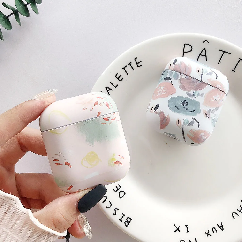Nghệ Thuật Hoa Tai Nghe Chụp Tai Dành Cho Tai Nghe Apple Airpods 2 1 3 Không Vỏ Ốp Lưng Dễ Thương Dạ Quang Hoa Vintage Dành Cho AirPod pro Bảo Vệ Vỏ