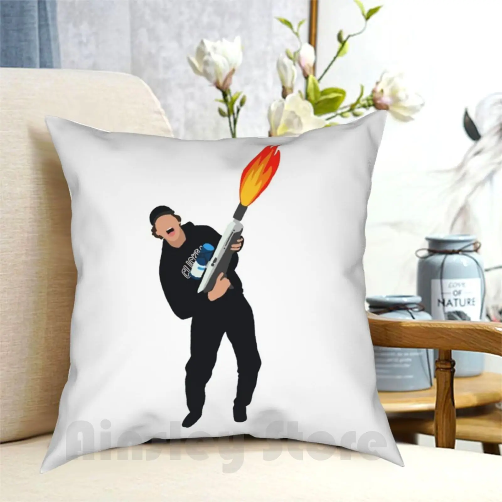 David Dobrik Flamethrower Pillow Case Printed Home Soft Throw Pillow Vlog Squad Fire Love Vine Cute Cool Aesthetic Meme