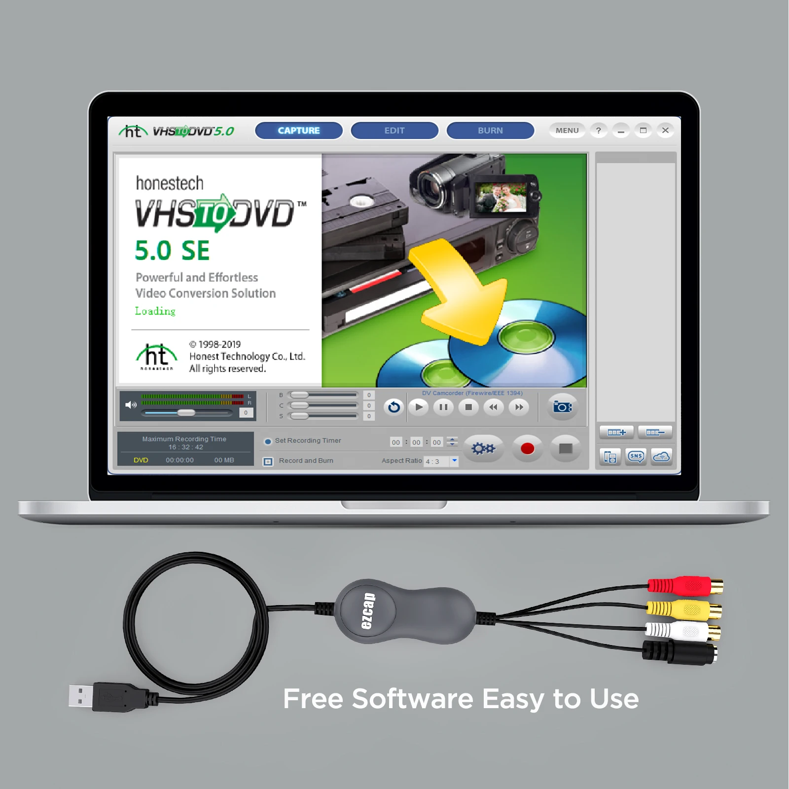 Ezcap159 USB Analog Video Capture Grabber, prend en charge Windows et Catalina