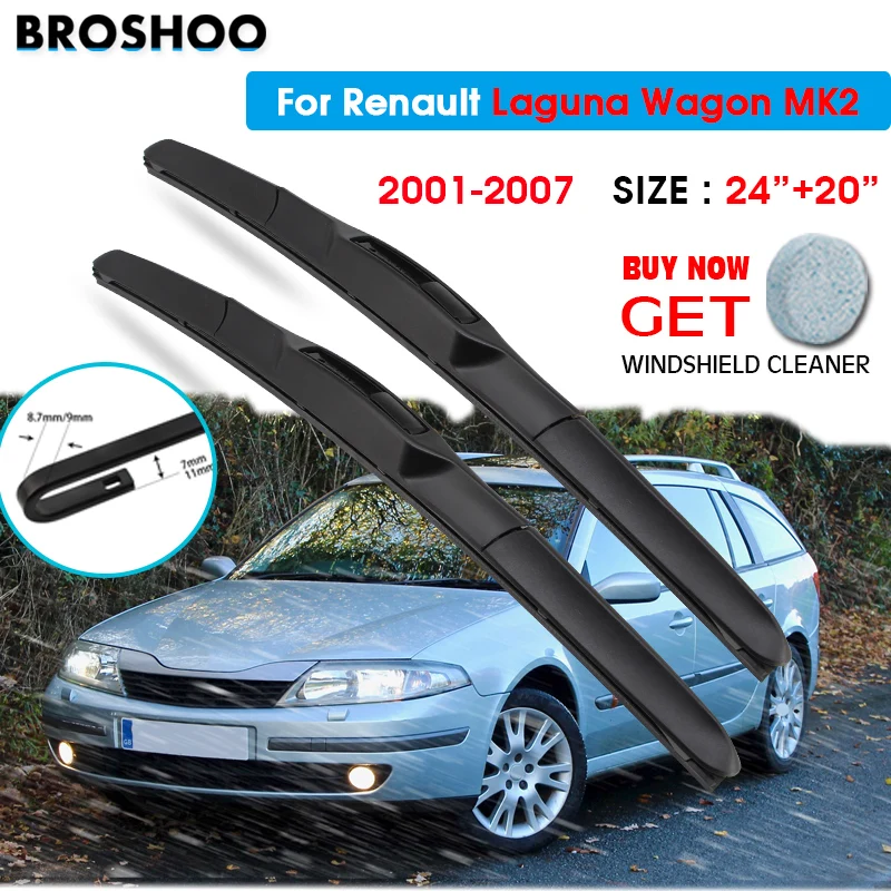 

Car Wiper Blade For Renault Laguna Estate MK2 24"+20" 2001-2007 Auto Windscreen Windshield Wipers Blades Window Was Fit U Arms