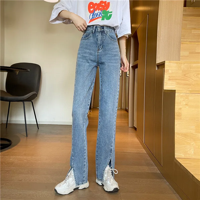 

Woman Jeans High Waist Clothes Wide Leg Denim Clothing Blue Streetwear Vintage Quality Nice Vogue Harajuku Straight Pants