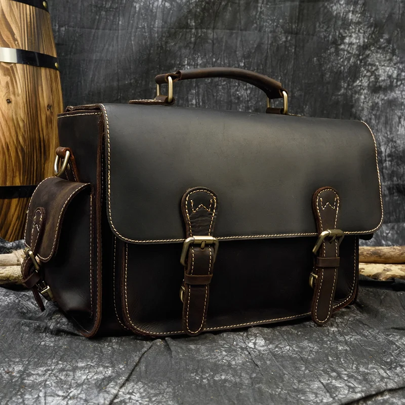 MAHEU Vintage Leather Shoulder Camera Bag Briefcase For Professional Camera Insert Bag Top Grade Genuine Leather Crazy Horse