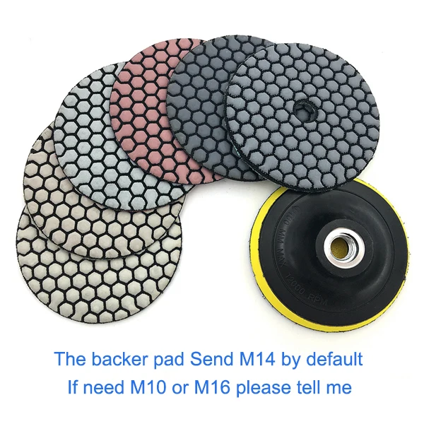 RIJILEI 6 stks/set 3 "/4" Droog Polijsten Pad Scherp Type Flexibele Polijsten Pad Voor Graniet Marmer steen Schuurschijf H3