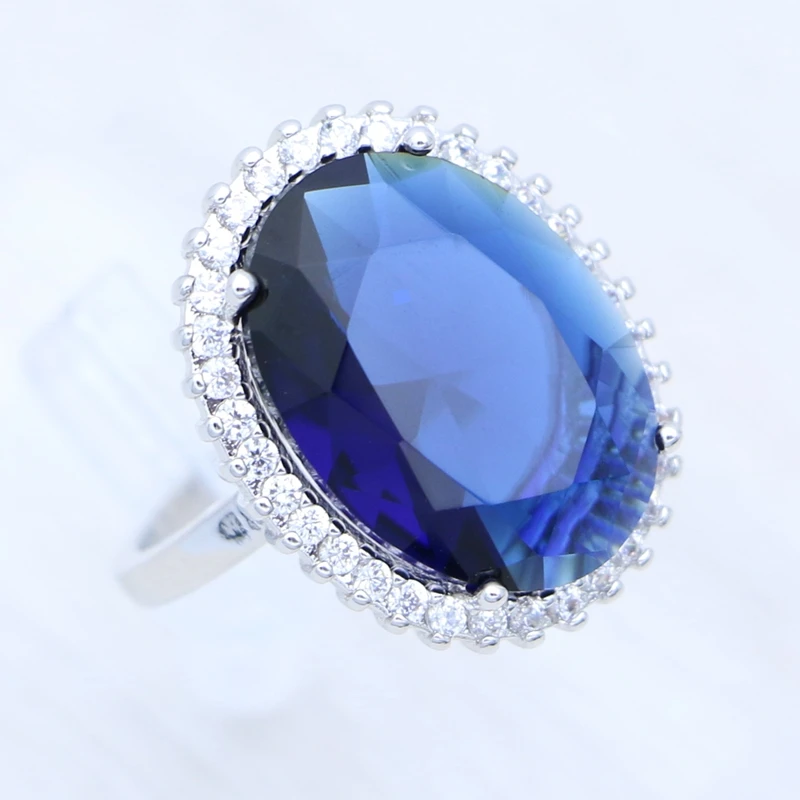 Sapphire Ring for Woman Classic 925 Silver Ring for Woman Huge Sapphire Jewelry Wedding Accessories