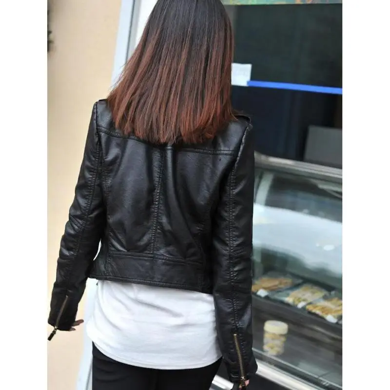 Yauamdb Women Faux Leather Jacket Spring Autumn Pu S-3xl Female Coat Clothing Zipper Ladies Motorcycle Short Outerwear Ly38