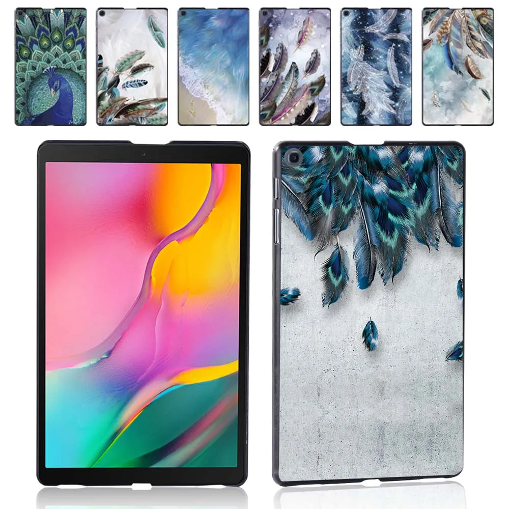 

For Samsung Galaxy Tab A 8.0 Inch 2019 T290 T295 Feather Pattern Durable Tablet Hard Back Shell + Free Stylus