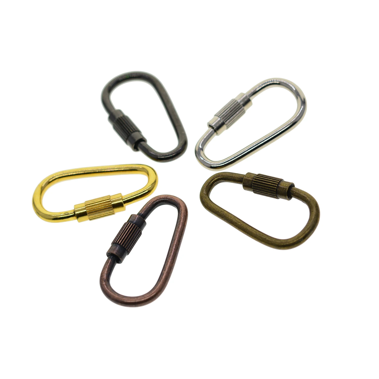 10 assorted colors Tiny small Steel Pearl Screw Locking Carabiner Keychains Clasp Safety Hook Keychain keyring EDC FOB gear DIY