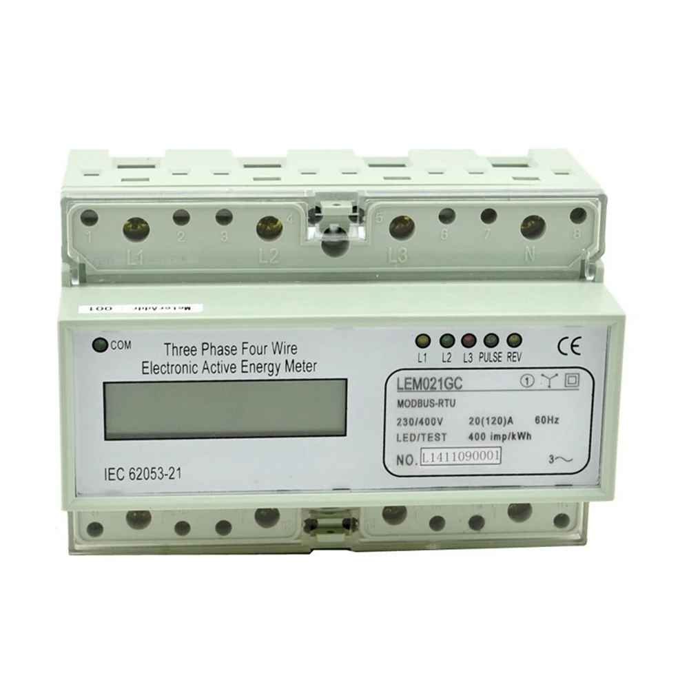 Din RailสามเฟสพลังงานแบบพกพาDigital LCD Modbus RTU 20(120) 230/400V