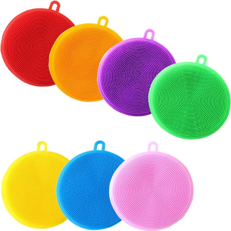 1PCS Silicone Cleaning Brushes Soft Silicone Scouring Pad Washing Sponge Dish Bowl Pot Cleaner Washing Tool Kitchen Accessories