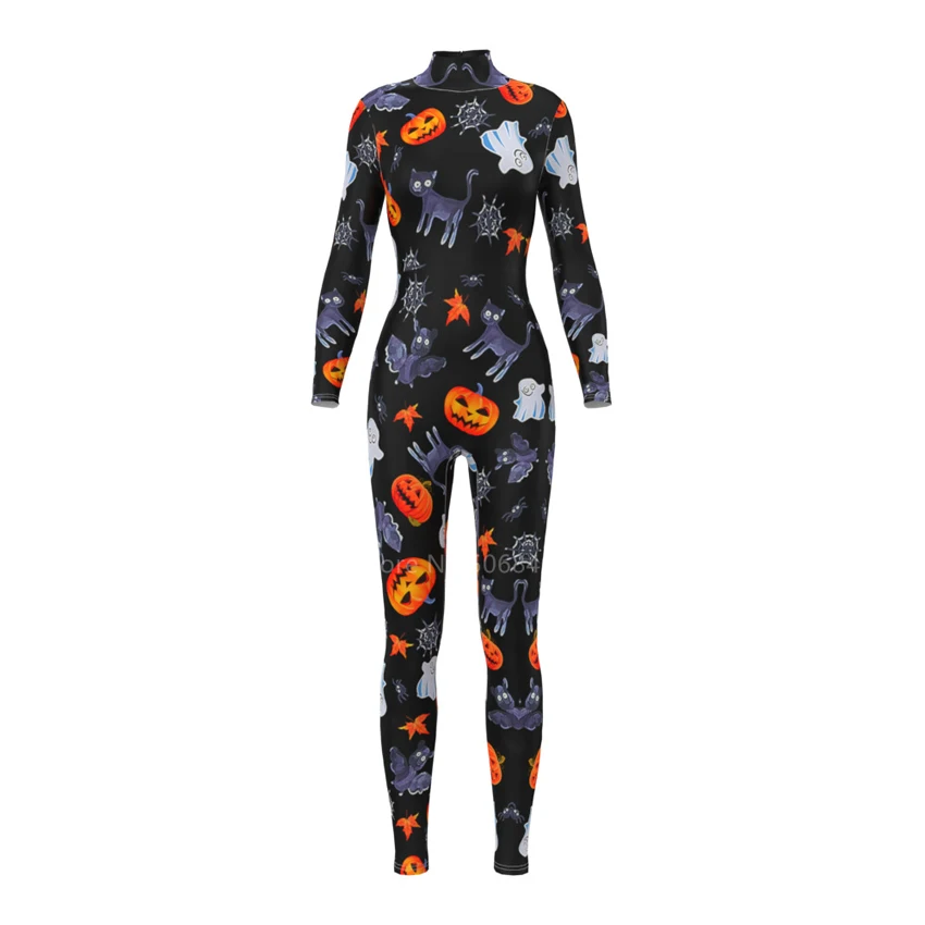 Halloween 2021 Đồng Hồ Đáng Sợ Trang Phục Hóa Trang Jumpsuit Dơi Ma Lạ Mắt In Kinh Dị Thun Nam Nữ Zentai Người Lớn Lạ Mắt Đầu Lâu