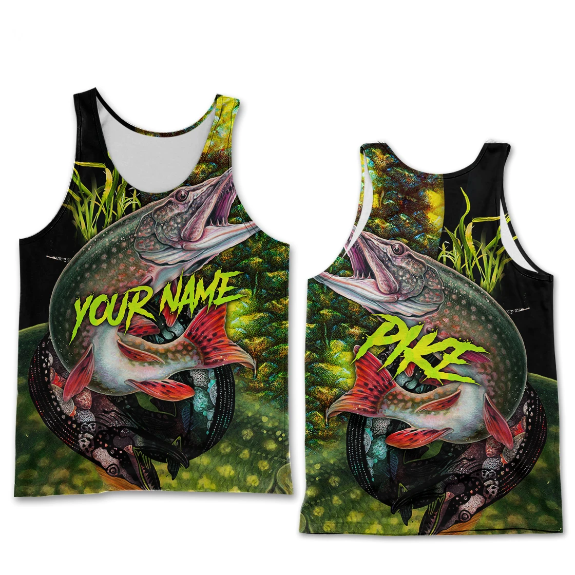 Beautiful Pike Fishing Skin Custom 3D Printing Mens Vest Fashion Sleeveless T-shirt summer streetwear Cool Unisex Tank Tops BX33