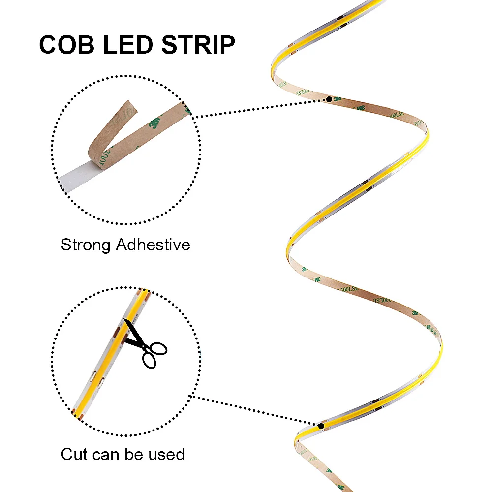 Dropshipping 5m FOB światło taśma COB LED 12V 24V 5mm 8mm 10mm szerokość RGB RGBW ct ściemnialna elastyczna taśma LED kolumna świetlna dekoracja