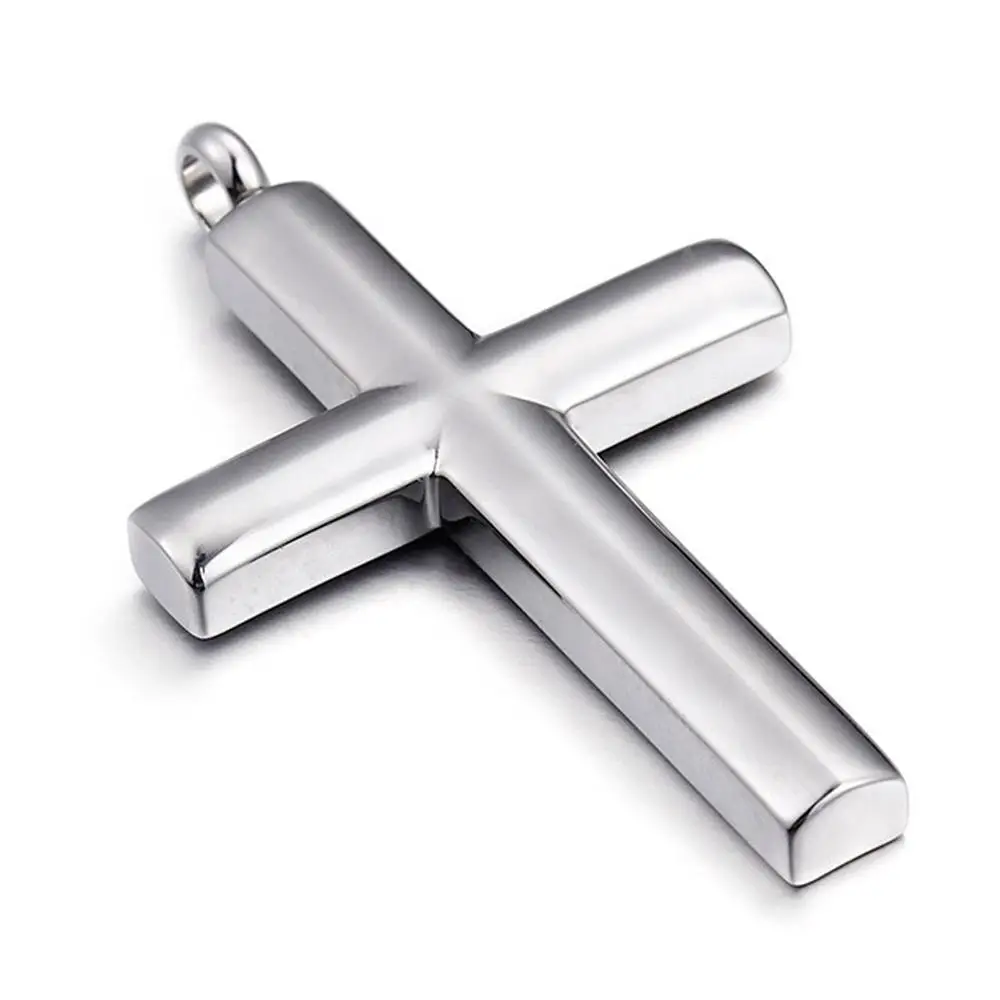 Fashion Cross Necklaces For Men High Polished 60cm Stainless Steel Silver Color Cross Jewelry Necklace Male Cheap Jewelry