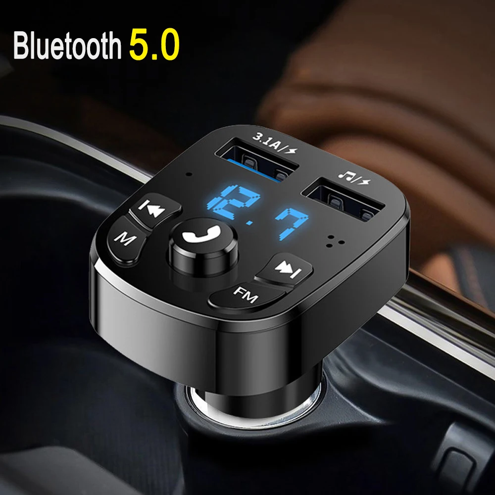 FM Transmitter Car Wireless Bluetooth 5.0 FM Radio Modulator Car Kit 3.1A USB Car Charger Handsfree Aux Audio MP3 Player