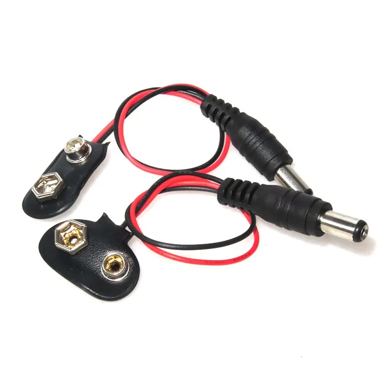 

T-type I-type 9V Battery Button with 5.5*2.1mm DC Power Plug Battery Holder Snap Connector with 10cm/15cm Cable Wire Lead Cord