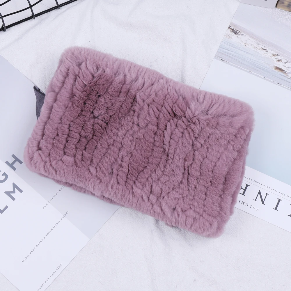 SUPPEV&STTDIO 2020 Real Rex Rabbit Fur Ring Scarf Snood Knitted Scarves Warm Soft Elastic Natural Fur Neckerchief Headband