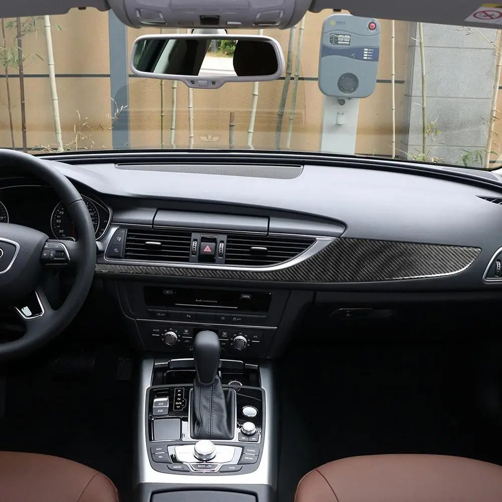 For Audi A6 S6 C7 A7 S7 4G8 2011-2018 Accessories Carbon Fiber Interior Center Console Car Dashboard Trim Strip Cover Sticker